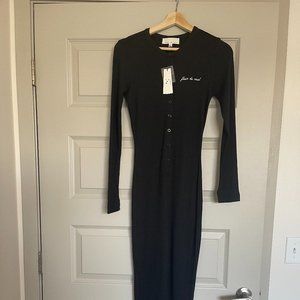 BNWT Fleur du Mal Black Henley Bodysuit